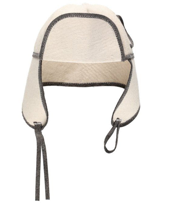 4Living vilt sauna muts met oorkleppen - Wit/Grijs