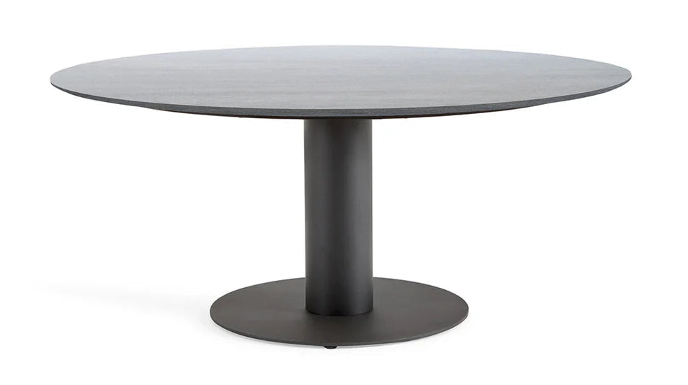 SUNS Grado tafel Ø150 x 75,5 cm - HPL carbon stone blad / Matt royal grey frame