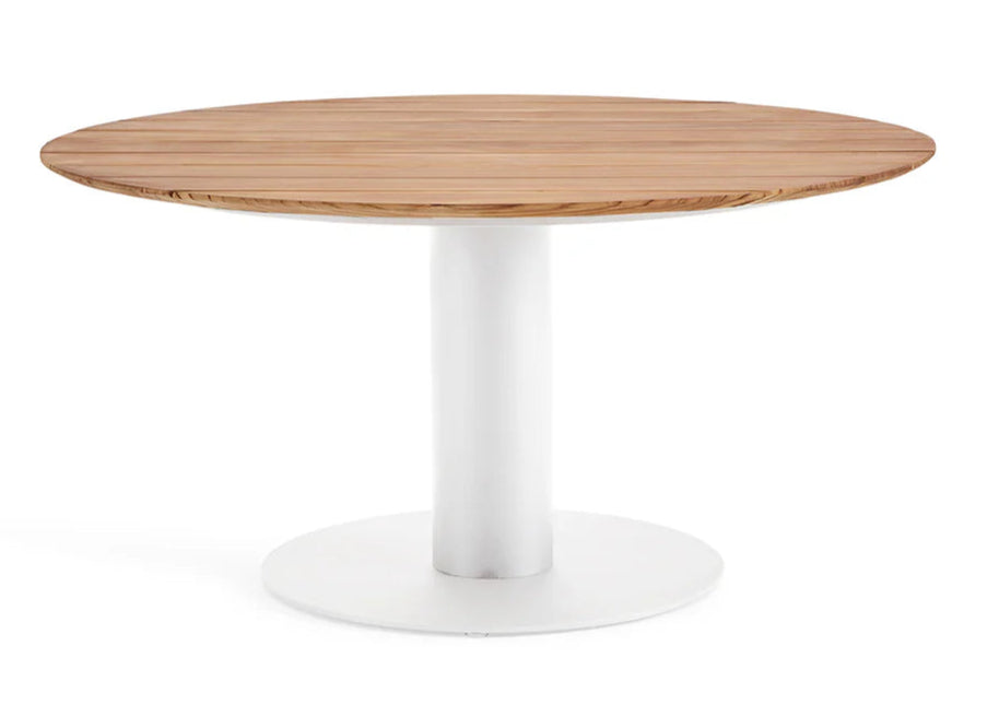 SUNS Grado tafel Ø120 x 75,5 cm - Teak blad / Matt white frame