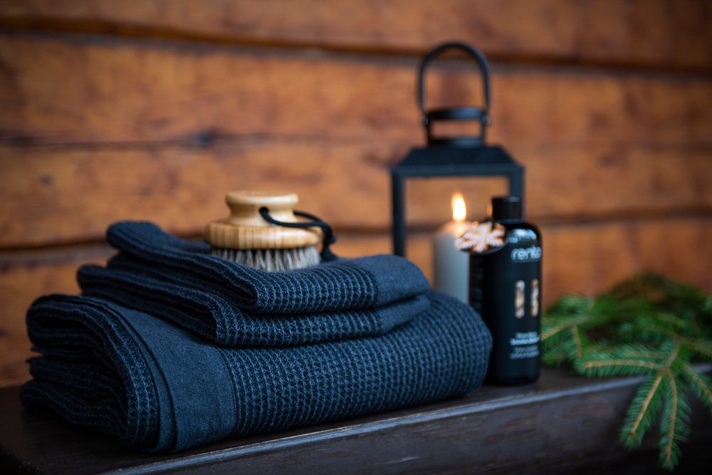 Rento Kenno sauna handdoek 50 x 70 cm - zwart/grijs