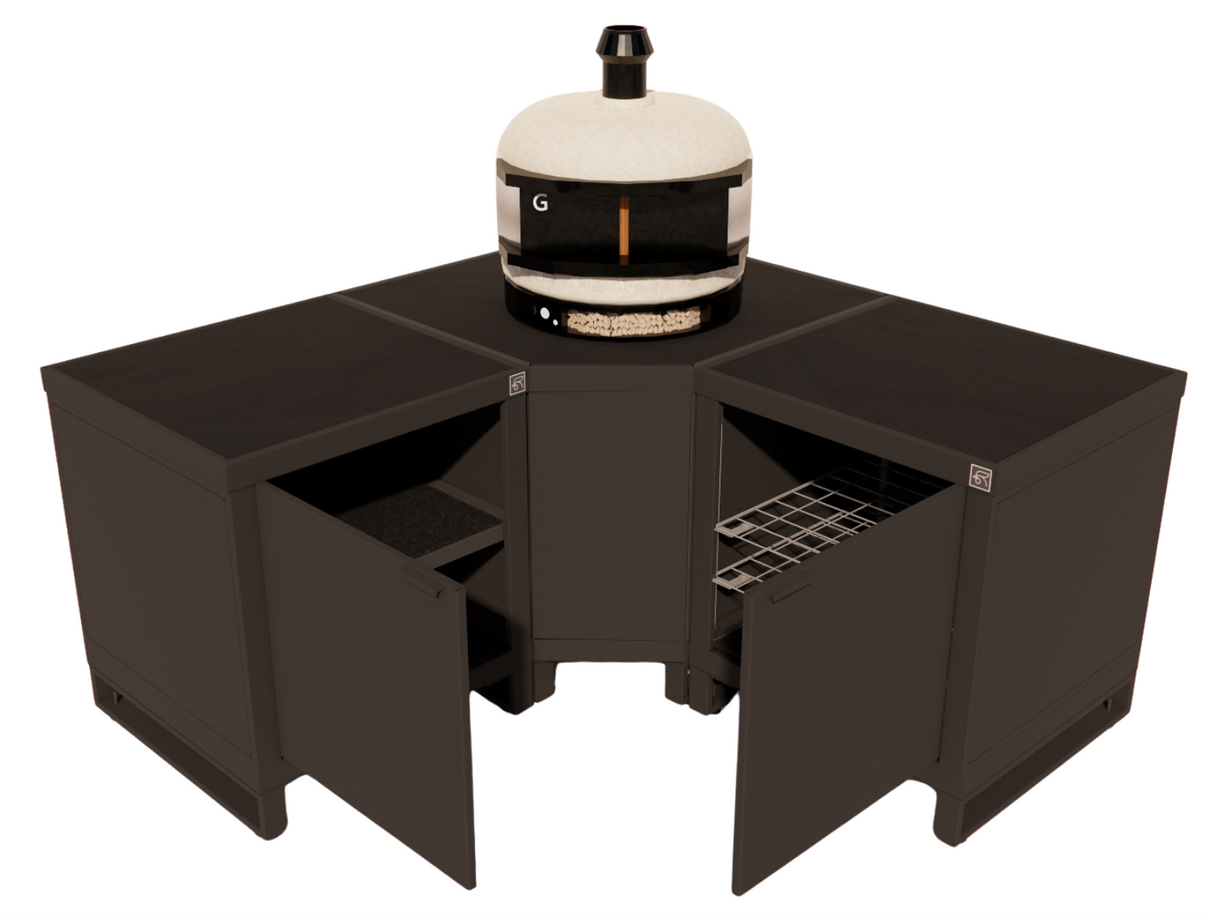 Roostr Rubix hoekopstelling met twee singles (voor kamado of pizzaoven) - charcoal black