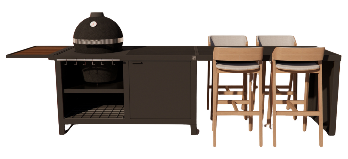 Roostr Rubix duo met Kamado en 4-persoons bar - charcoal black