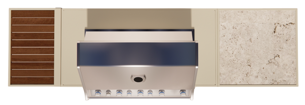 Roostr Rubix opstelling met gasbarbecue single werkblad – timeless taupe