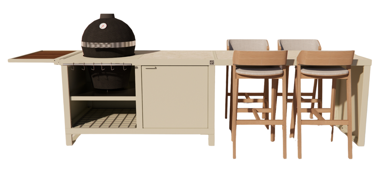 Roostr Rubix duo met Kamado en 4-persoons bar - timeless taupe