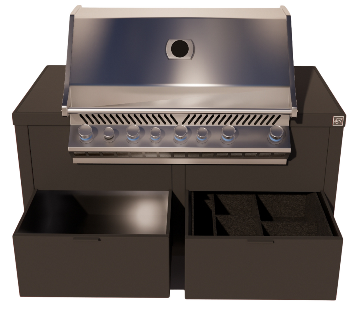 Roostr Rubix opstelling met gasbarbecue en wielen - charcoal black