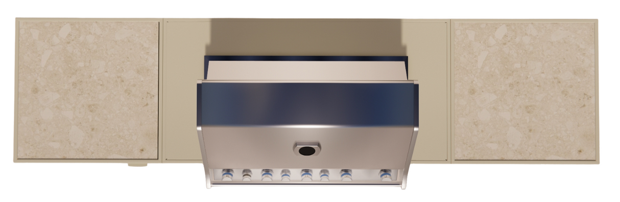 Roostr Rubix opstelling met gasbarbecue en koelkast - timeles taupe