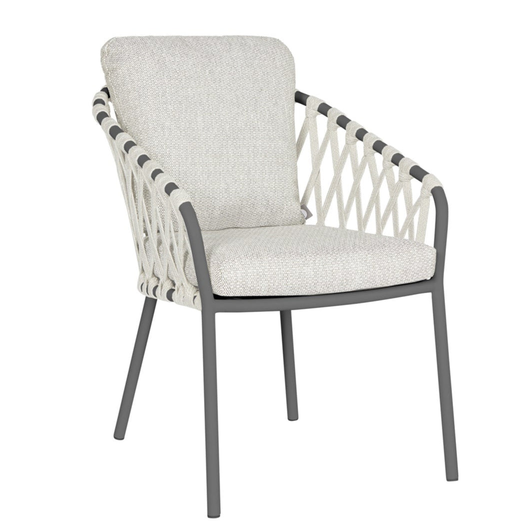 SUNS Nappa dining chair - Matt royal grey / camelsand / natrual grave / knot weave