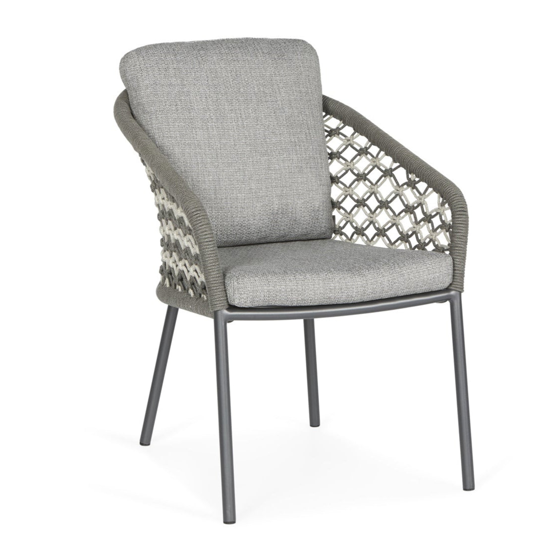 SUNS Nappa dining chair - Matt royal grey / camelsand / natrual grave / knot weave