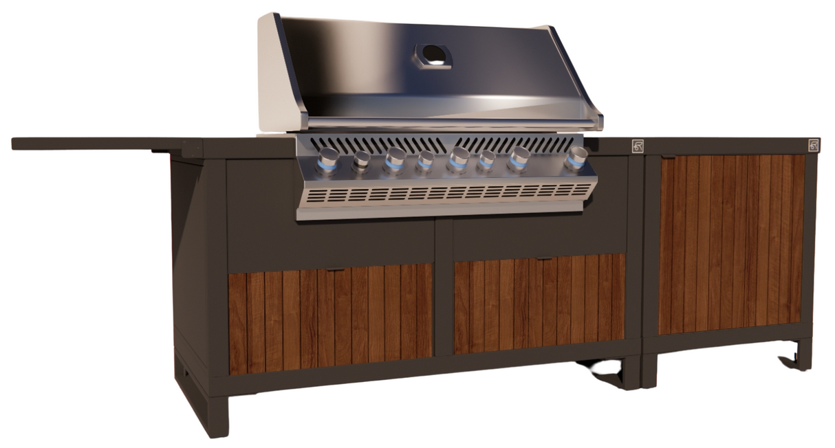 Roostr Rubix opstelling met gasbarbecue single werkblad - charcoal black