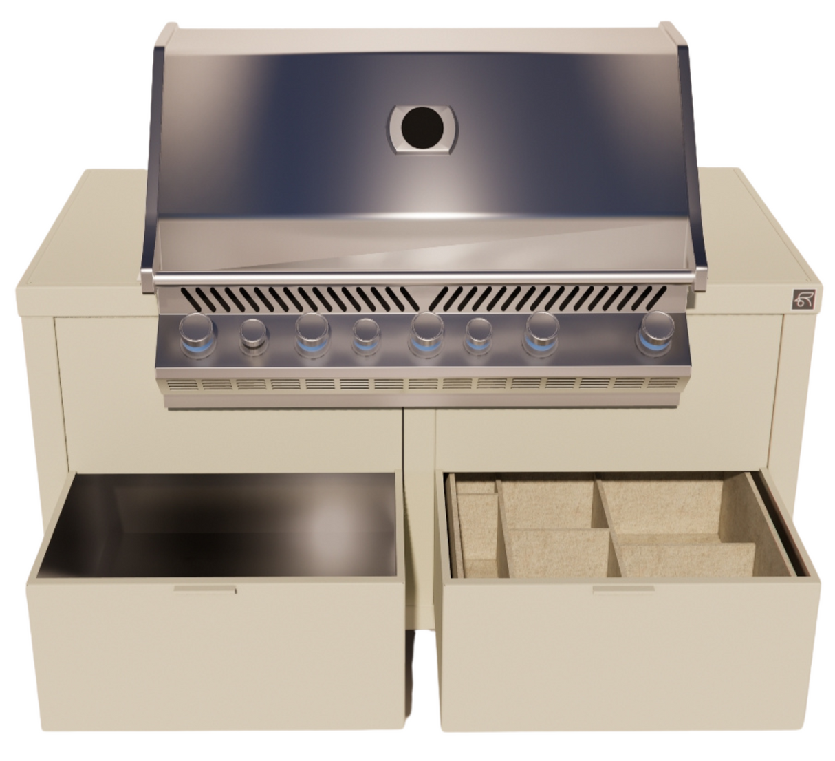 Roostr Rubix opstelling met gasbarbecue en wielen - timeless taupe