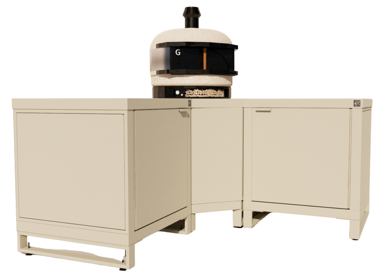 Roostr Rubix hoekopstelling met twee singles (voor kamado of pizzaoven) - timeless taupe