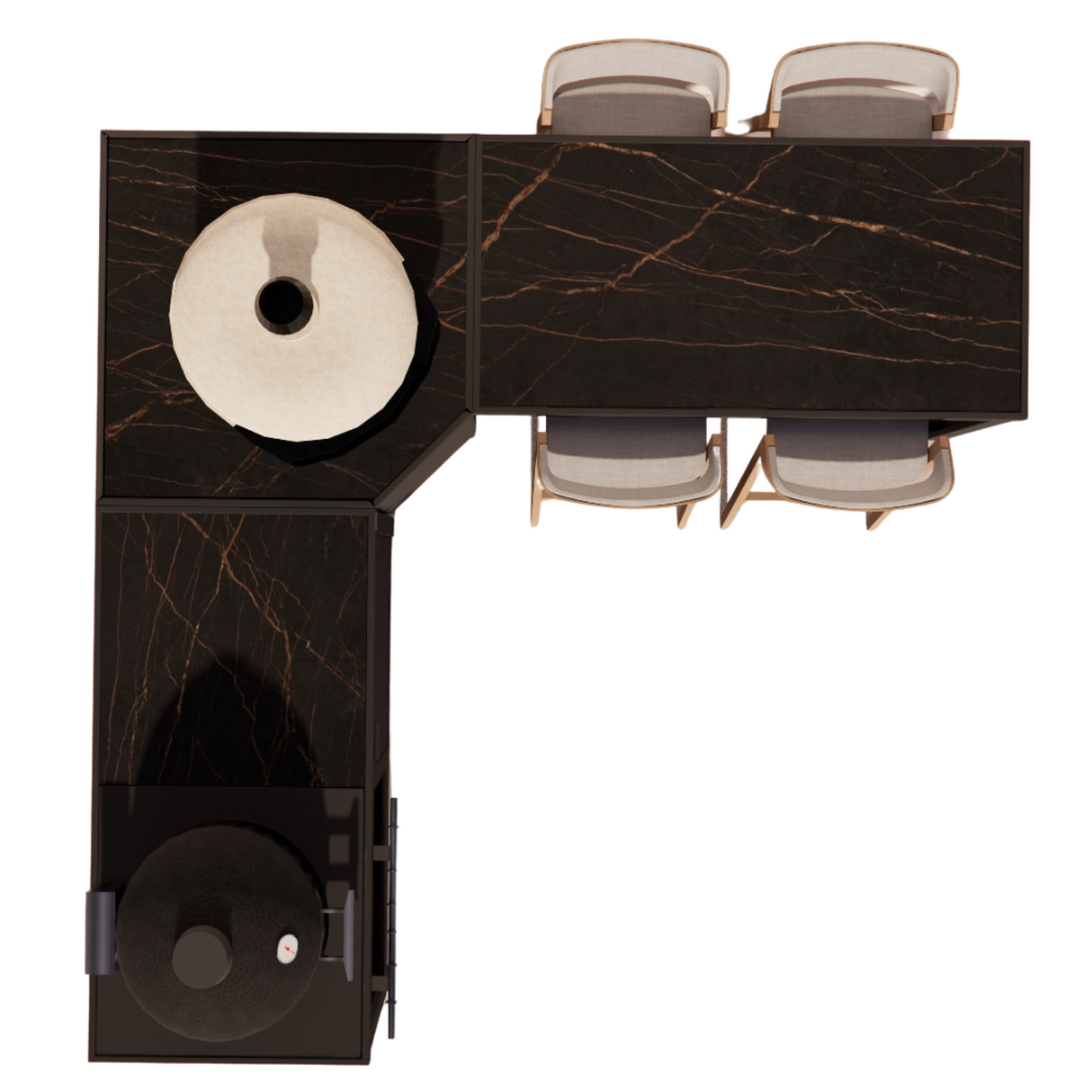 Roostr Rubix hoekopstelling met duo en bar - charcoal black