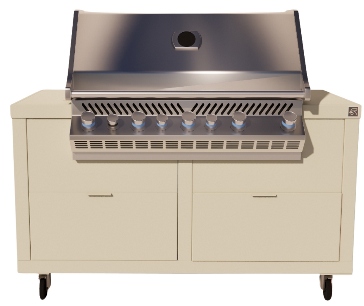 Roostr Rubix opstelling met gasbarbecue en wielen - timeless taupe