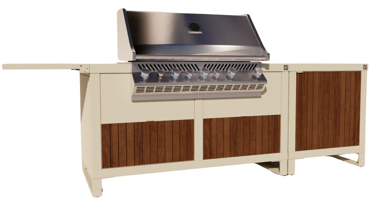 Roostr Rubix opstelling met gasbarbecue single werkblad – timeless taupe