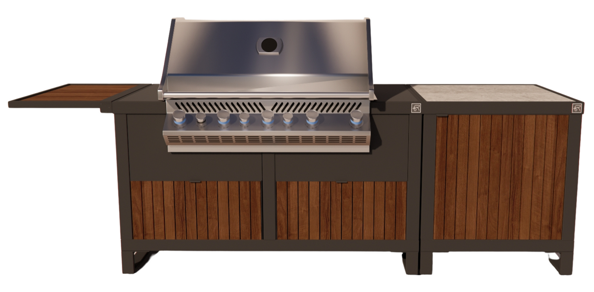 Roostr Rubix opstelling met gasbarbecue single werkblad - charcoal black