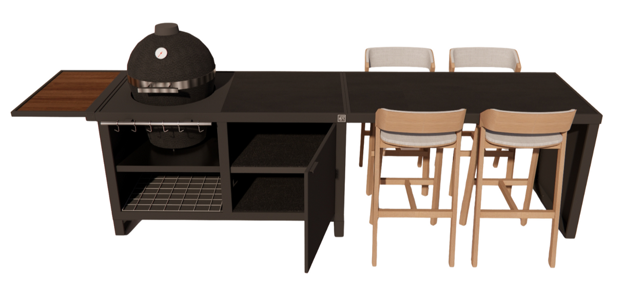 Roostr Rubix duo met Kamado en 4-persoons bar - charcoal black