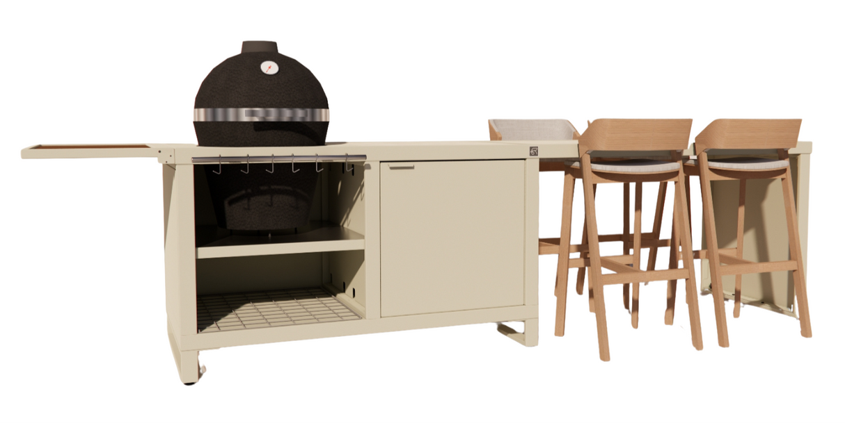 Roostr Rubix duo met Kamado en 4-persoons bar - timeless taupe