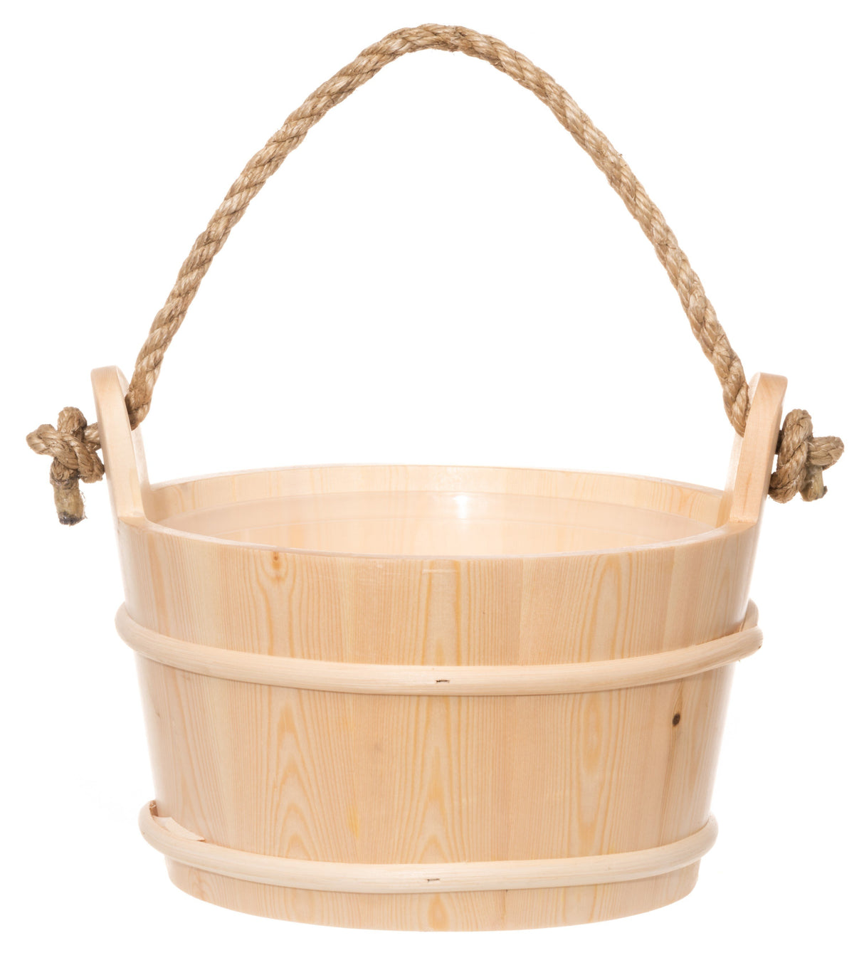 4Living houten sauna emmer (4 liter) met touw handvat – Sparrenhout