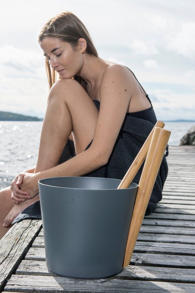 Rento aluminium sauna emmer (5 liter) met staafgreep - Grijs