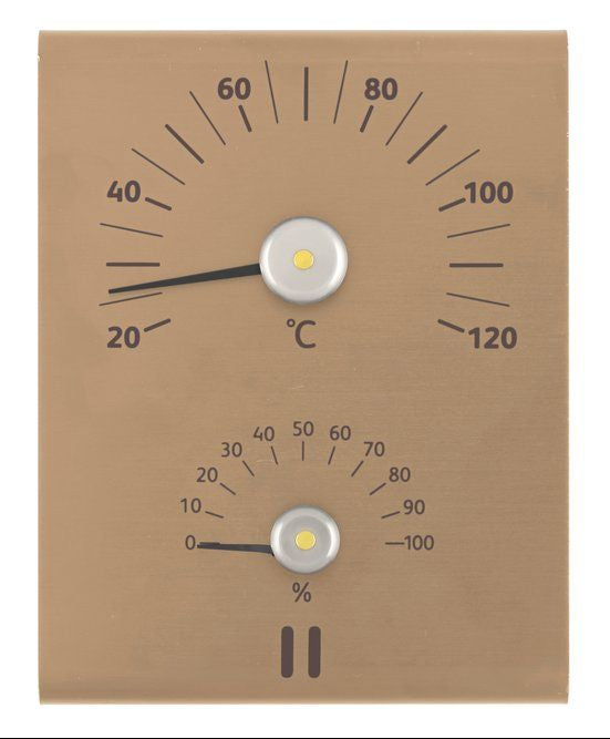 Rento sauna thermo-hygrometer rechthoek - champagne