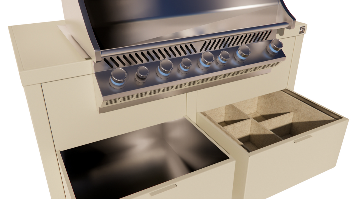 Roostr Rubix opstelling met gasbarbecue en wielen - timeless taupe