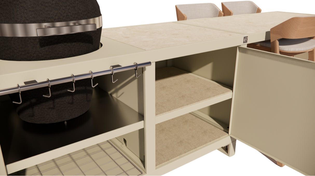 Roostr Rubix duo met Kamado en 4-persoons bar - timeless taupe