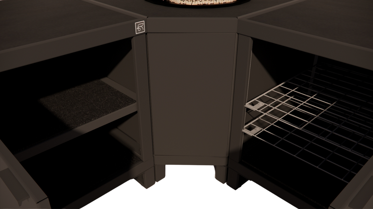 Roostr Rubix hoekopstelling met twee singles (voor kamado of pizzaoven) - charcoal black