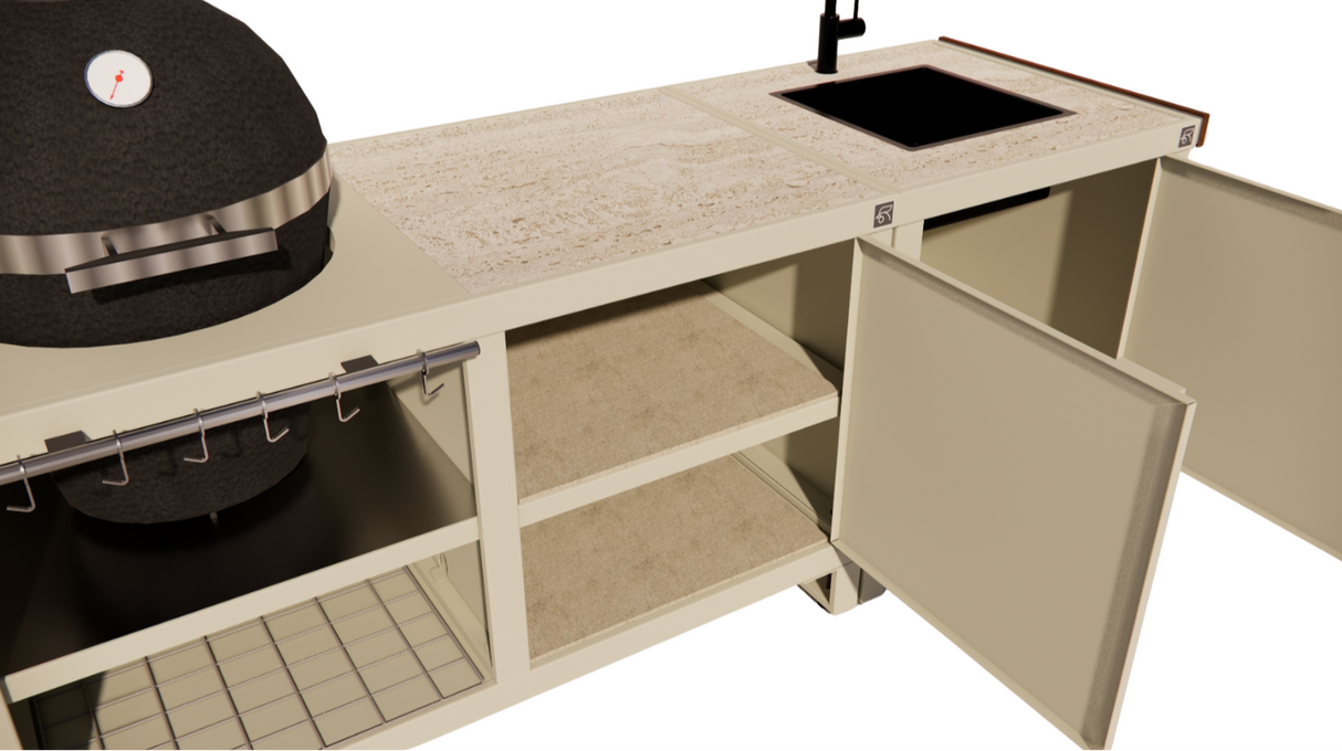 Roostr Rubix met koelkast, kamado en spoelunit - timeless taupe