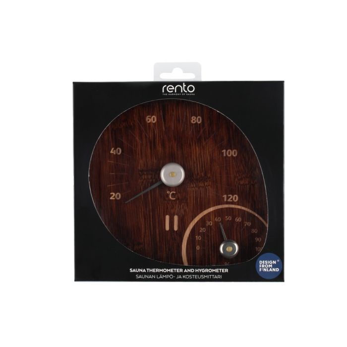 Rento sauna thermo-hygrometer - donker bamboe