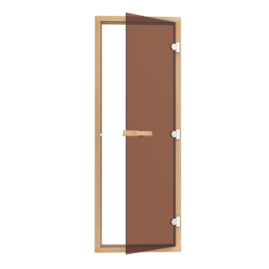 Omkeerbare saunadeur pinehout 69 x 189 cm - brons glas