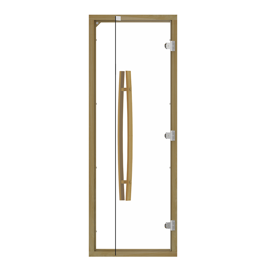 Omkeerbare saunadeur met gebogen handgreep cederhout 69 x 189 cm - helder glas