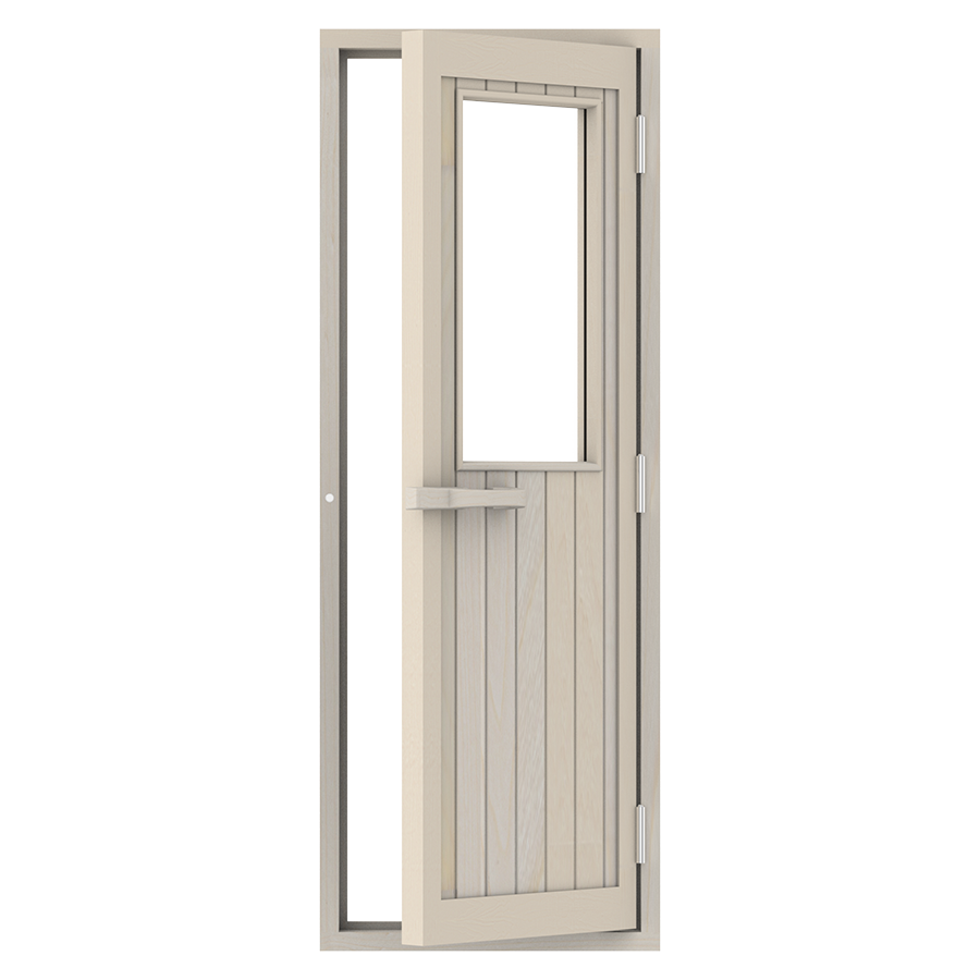 Espenhouten saunadeur met glazen raamvenster 70 x 204 cm – rechtsdraaiend
