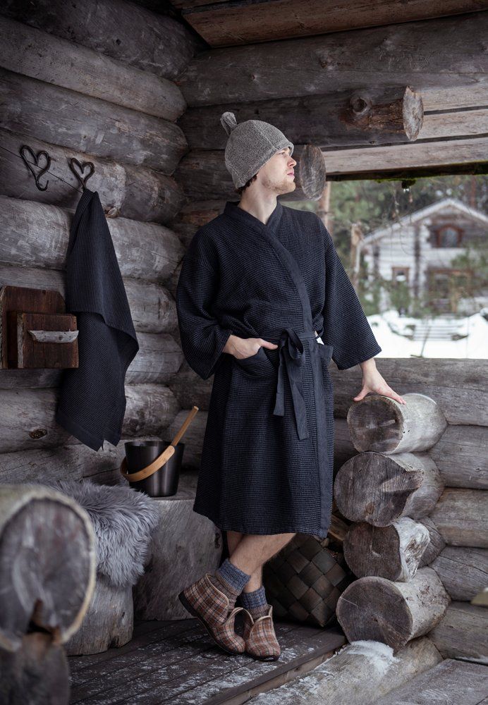 Rento Kenno unisex sauna badjas donkergrijs - L/XL