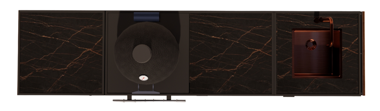 Roostr Rubix met koelkast, kamado en spoelunit - charcoal black