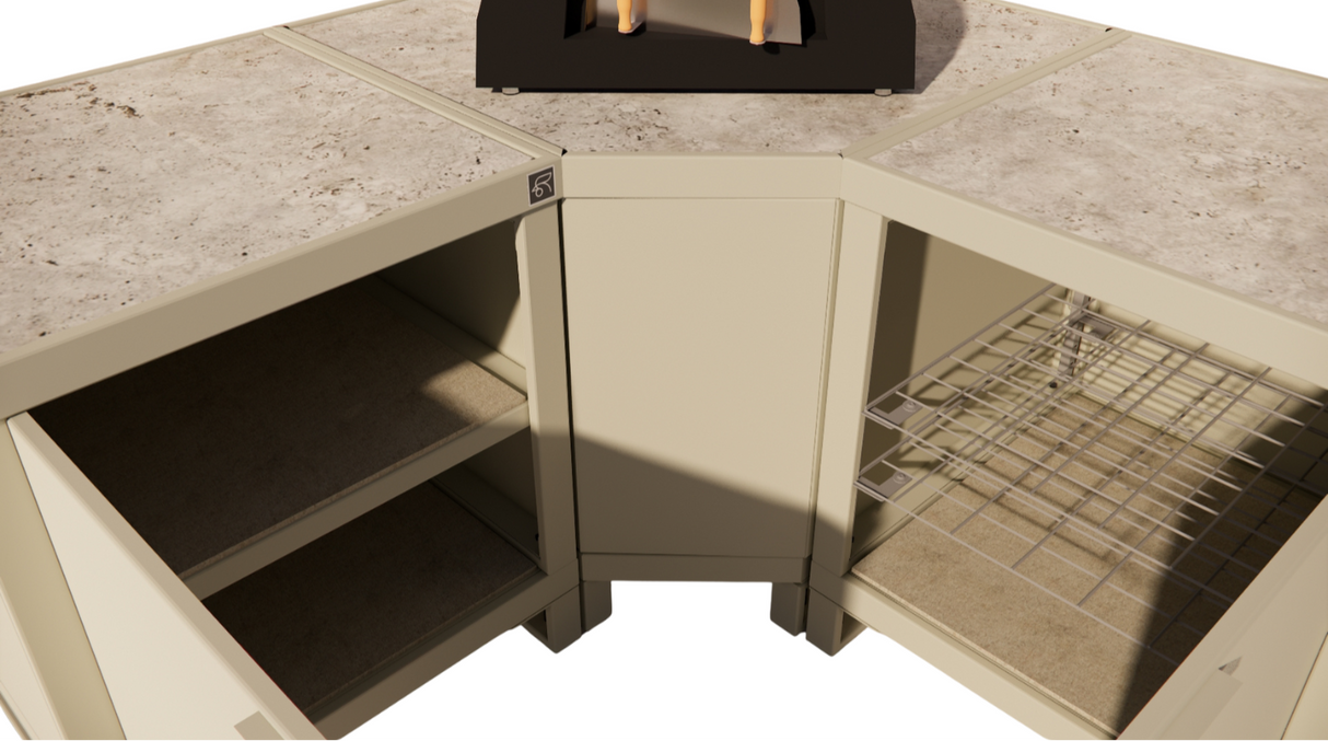 Roostr Rubix hoekopstelling met twee singles (voor kamado of pizzaoven) - timeless taupe