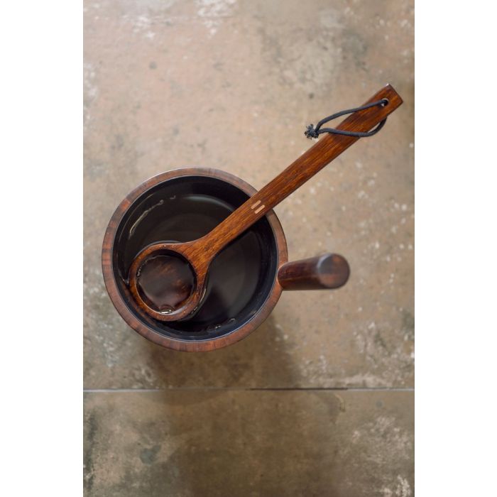 Rento bamboe sauna emmer (5 liter) met kunststof binnenemmer - donker