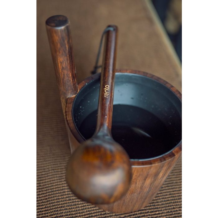 Rento bamboe sauna emmer (5 liter) met kunststof binnenemmer - donker