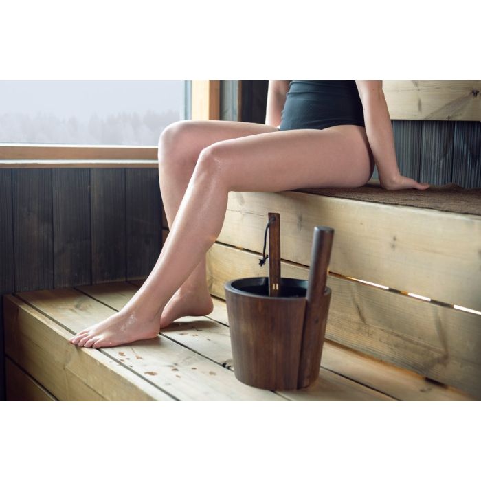 Rento bamboe sauna emmer (5 liter) met kunststof binnenemmer - donker