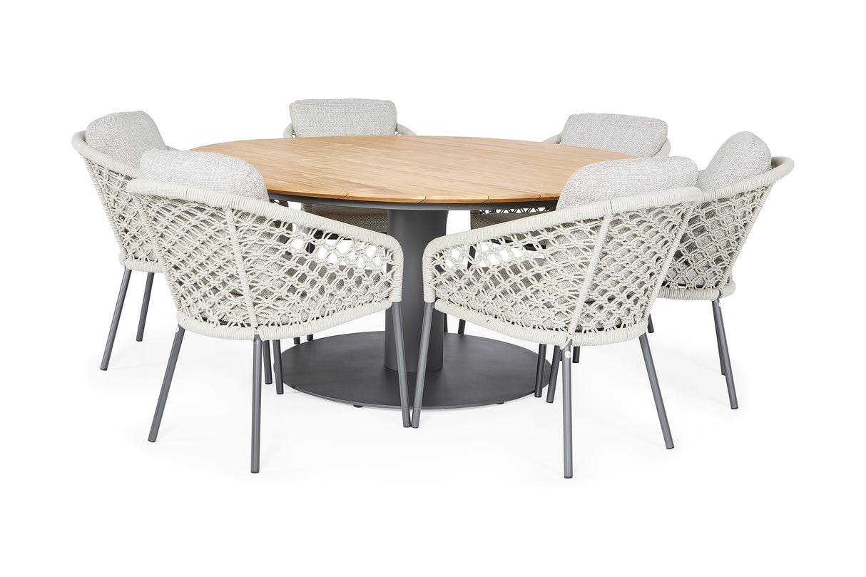 SUNS Grado tafel Ø170 x 75,5 cm - Teak blad / Matt royal grey frame