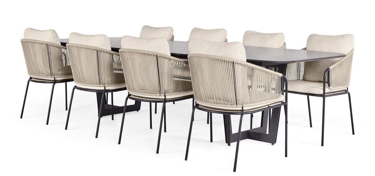 SUNS Palermo tafel 320 x 116 cm - Neolith black blad / Matt royal grey frame