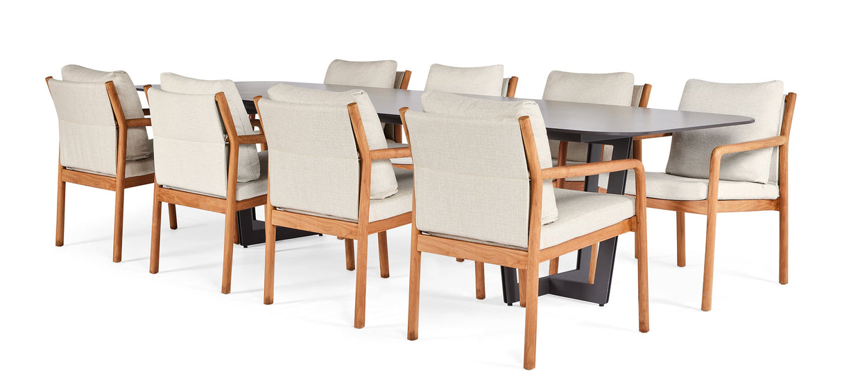 SUNS Palermo tafel 320 x 116 cm - Neolith black blad / Matt royal grey frame