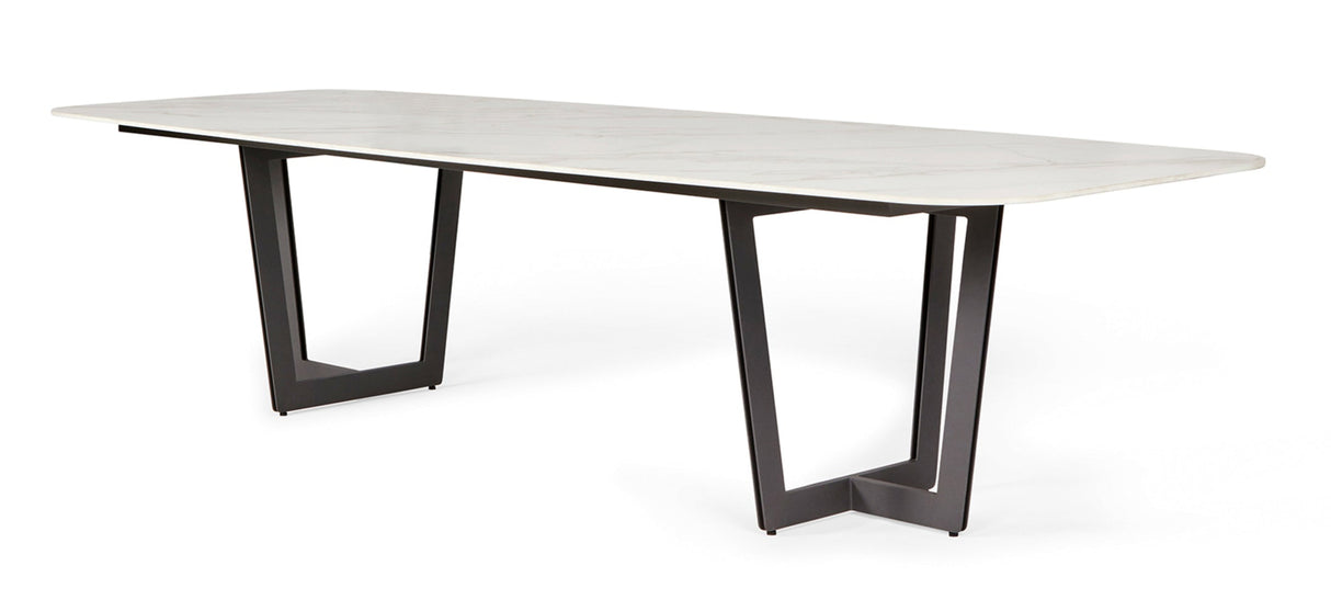 SUNS Palermo tafel 320 x 116 cm - Neolith white blad / Matt royal grey frame