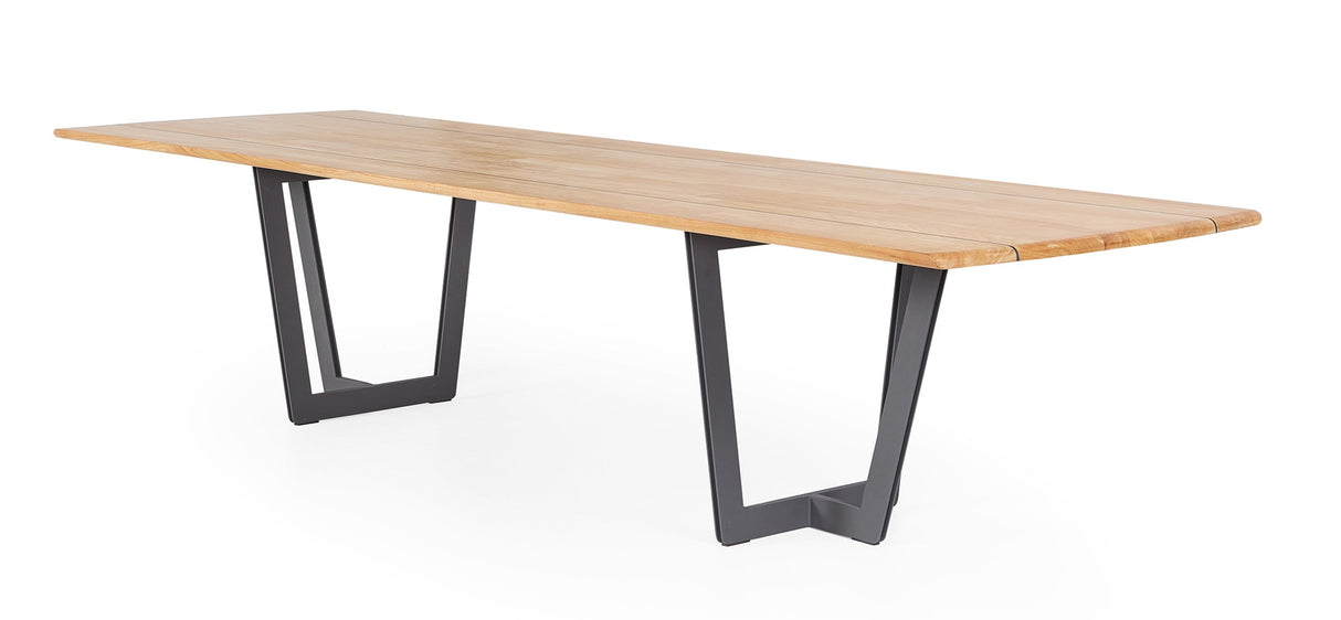 SUNS Palermo tafel 340 x 100 cm - Natural new teak blad / Matt royal grey frame