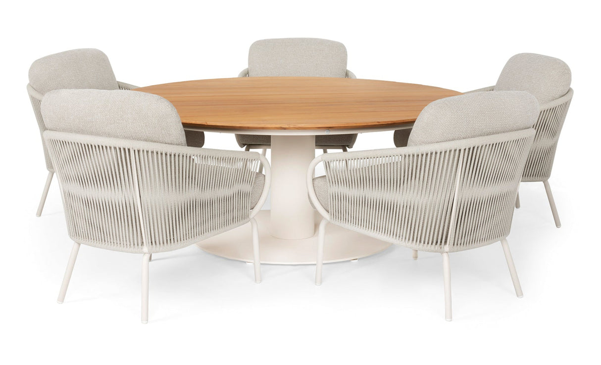 SUNS Grado lage tafel Ø170 x 69 cm - Teak blad / Camel sand frame