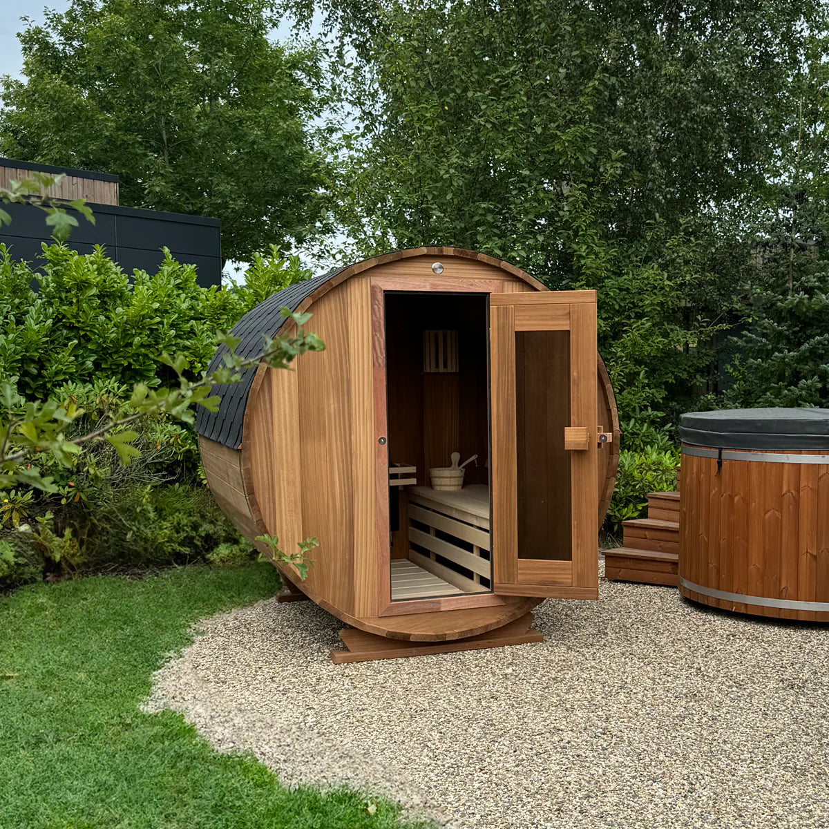 Vuren thermowood barrel sauna 200 cm