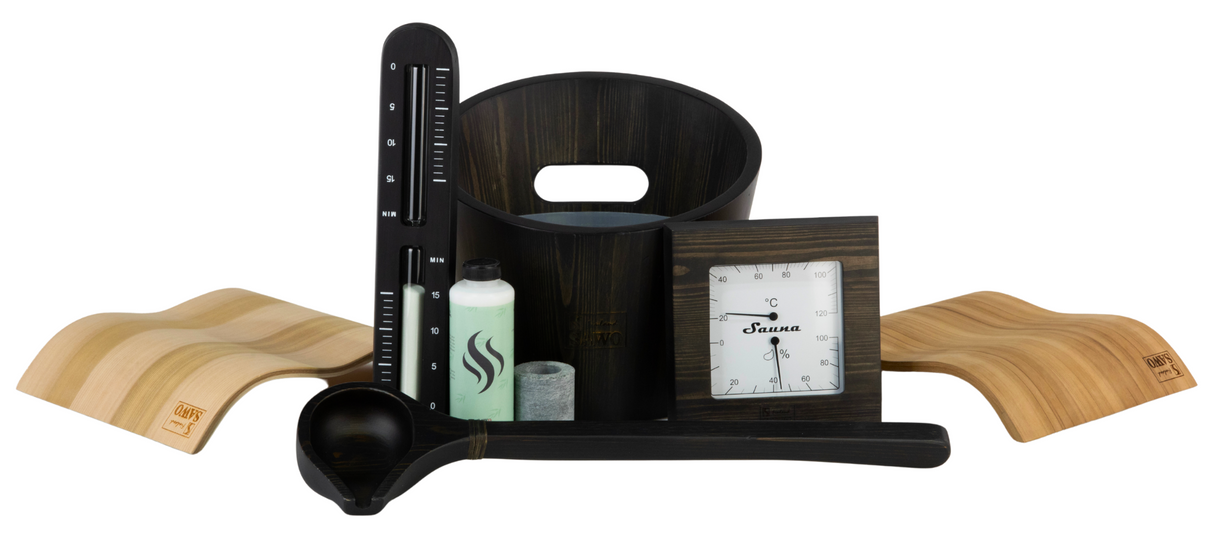 Luxury zwart 8-delige saunaset