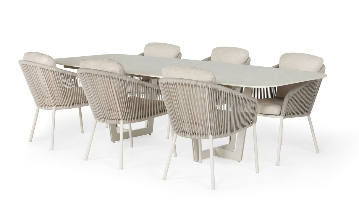 SUNS Palermo dinding table - Camel sand / Neolith Terrazzo light taupe