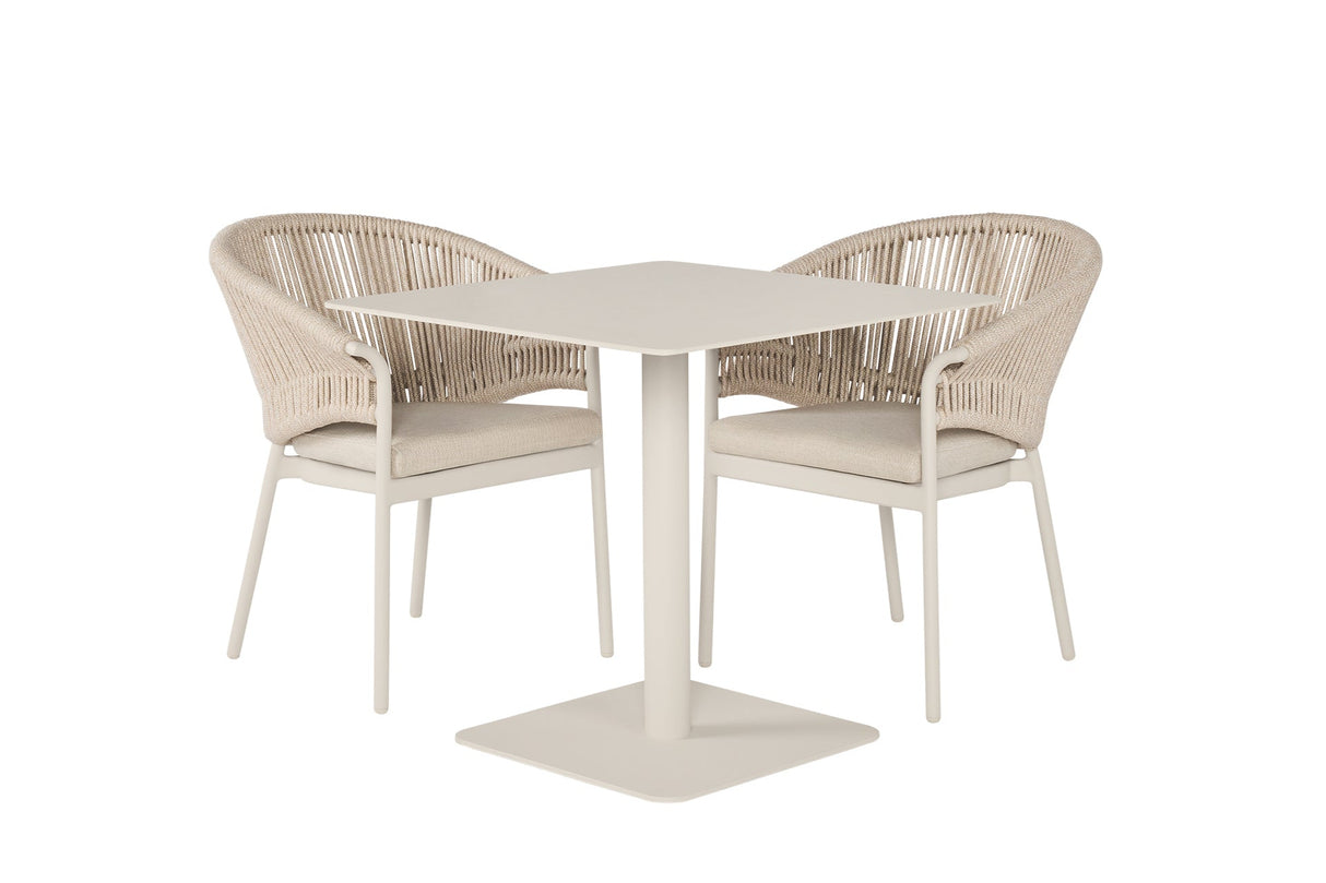 SUNS Nova dining table Ø 150 cm - Sintered stone taupe blad / Matt royal grey frame