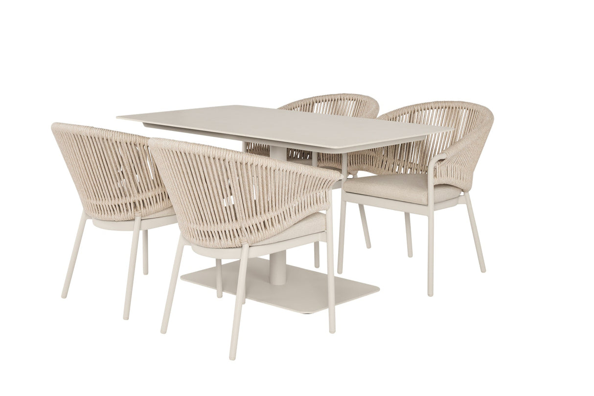 SUNS Nova dining table Ø 150 cm - Sintered stone taupe blad / Matt royal grey frame