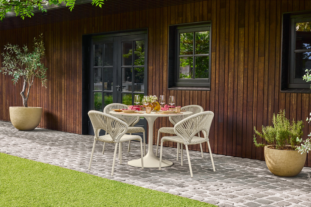 SUNS Nova dining table Ø 150 cm - Sintered stone taupe blad / Matt royal grey frame